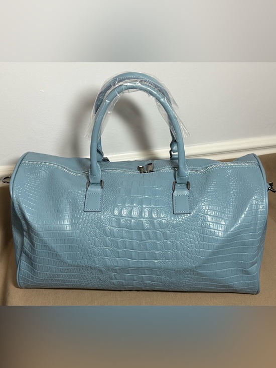Privata Handbags - Privata Croc-Embossed Light Blue Weekend Travel Tote - Women's Carryall